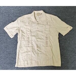 Cubavera Cubana Heritage Fit Linen‎ Cotton Blend Button Up Shirt Men's L